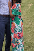 The chest in the size S was a little too baggy for me, and the hem was a tripping hazard even with 3" heels. I switched to the XS and the hem was still a little longer than I like but completely manageable. The colors are gorgeous and I got a lot of compliments! - Pooja S.