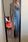 Absolutely loved this dress. It fits perfectly and is the exact length I needed for my high heels. It's exactly the color shown in the picture. The fabric feels fabulous, very high quality! I recently moved and was worried about shipping time but the dress arrived at my house within a week! Highly recommend. Added a photo for reference. - Anissa A.
