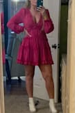 I ordered a Medium and Large just in case and ended up keeping the Medium. They both fit however the M was more fitted at the waist and was more flattering. I am 5'3" and this dress was the perfect length - not too short. I used double-sided tape for the tatas and bought a deep plunge bra and it worked out perfectly. I am obsessed with this dress! - Alysan O.