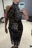 I love this dress! It's extremely flattering and I can't wait to wear it to events! I typically wear a small or medium, but since this dress wasn't going to have a ton of stretch, I opted for a medium. It's a tiny bit loose, but I'll be wearing it to a wedding so it'll give me plenty of room to move around in. - Macy D.
