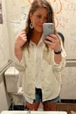This is a perfect, relaxed and versatile top. I've worn it dressed up and dressed down, with layers or without layers. It is light without being too shear. The cuff on the arm is very flattering to give the shirt some shape and not just look boxy like some other short sleeve button-ups. 
Only con: it wrinkles easily. So make friends with your iron/steamer. - Kari B.