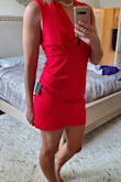 What a fun, sexy dress. It's definitely tight-fitting but the fit and style make it still very flattering. Although I'd say the L fit, I don't like things super tight so I exchanged for XL, but I might get the XL altered a bit for that perfect fit yet I'd be comfortable wearing as is. - Leslie E.