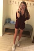 Literally my favorite romper ever. Looks gorgeous, especially w/ tan skin and cute wedges. It's so rare to find a romper that fits right- I'm 5'9 and 137lbs with an athletic soccer body. This wasn't too short and had enough coverage. I feel so confident in this! Highly recommend. :) - Cora C.