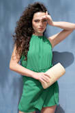 We needed a green outfit for my daughter's portfolio- this was perfect. She is a size 0 so we exchanged the small for an XS.  Delivered overnight, just in time for the shoot in Miami!  Easy to wear and style. - Lisa M.