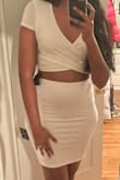Bought this for my bachelorette party. It fits super well and as a taller girl, I feel like the length is perfect! Got a medium because I have bigger hips but a small bust and thought that the stretchy material was great. Material is a bit thin but not see through. Perfect for this occasion and I will definitely wear the top with other outfits too! - Velarchana S.