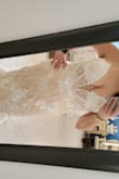 I usually wear a size 8 but this size 10 was pretty comfortable. Dress was so pretty, I loved the color and silhouette, only issue was that my chest was way too large. I didn't realize the whole bodice was see-through and you could see everything. Lace bodice was a little itchy but I would have been OK wearing it anyway - Lauren A.