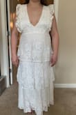 I bought this as a potential wedding dress, but the deep V and amount of cleavage showing just isn't my style. The dress was comfortable otherwise though, and fit nicely. Wanted to share photos since seeing others' photos really helped me in finding my dream dress - I ended up picking another style from Lulus! - Vanessa F.
