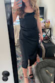 Purchased this for a wedding and it was a nice, simple black dress. I ordered a small and it was really big on me. I had to get it altered but it still worked. With that said, it was very comfortable and something I could wear many more times. - Sammy