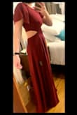 I bought this dress for a wedding I have in April. I love it! It's long enough so that I can wear it with heels, as a 5'8" girl, length can get tricky. I also love where the cut-out is and where it goes around to the back. The skirt part feels like it's a little big, but I think that's how it's supposed to fit. I got a medium, normally true size 8, but sometimes it's a 10 due to bust. I have a larger bust and this isn't too tight on the top, but it is fitted. I can wear a normal bra, which I love. I seriously can't get over the lower back part though. I've never liked my back and this looks SO sexy. The cutouts are above my love handles (lol) and show the torso and the center of the lower back. If you're into a more conservative option, but still some sexy-ness - this is the dress for you! - Rachel C.