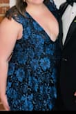 Wore this to a black-tie optional wedding. I personally felt like this was super revealing when I was sitting down for portions of the wedding, but don't think it would have been a problem if I had a smaller chest. I got a lot of compliments on it and it really is a stunning dress, just felt like I was showing a bit more cleavage than I was comfortable with. - Kara C.