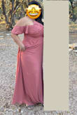 I'm super busty and was worried about having full coverage. This dress was perfect. All the other dress as I tried (mostly were wrapped dresses) didn't have the cleavage coverage I was looking for and this one worked perfectly. As you've read in some of the other reviews it is a little long but for me it worked I had about a 3 inch heel and I did need to hold onto the dress as we were walking up the stairs but it was perfect for a night of dancing. I would say I'm a little bit larger of an XL so for those girls who fit L or XL I would probably lean towards a large. However if you are super busty like I am you might need an XL because on the chest it was just right. Hope the photos help. - Rebeca B.