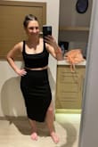 I recommended this two piece outfit to all my friends because I really think it can work with all body types given the high waisted skirt and flattering too. I bought the large and thought it fit perfectly for me. - Emily S.