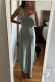Dress fits snug around my waist and hips but the straps are awkward and there's space in the chest area. The color looks nothing like what's modeled in the photo and its way too long. - Raksha B.