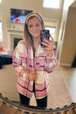 I'm officially in love with a shacket now that I found this one. It's not too heavy, but still nice thick quality. It is oversized, so I sized down, but it's not too short in the sleeves. The colors are pretty and give tons of layering options. For sure add this to your closet! - Monica P.