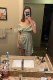 Not sure if it's because I'm tall or if the dress was just too tight, but the bottom was just plain confusing!! It seemed too short on one side and too long on the other. I loved the top though- I was worried it might not look great with a smaller chest but it was really flattering. Very nice material too but just wasn't the one for me. :/ - Claire M.