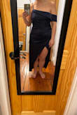 I was disappointed with this item. The zipper was malfunctioning and the clasp at the top was hanging off when it arrived. But beyond that, the fit is really meant for someone with smaller hip/thighs but a large chest, as the "slit" was a massive gap about to expose my underbits and the top was falling off, daring a second wardrobe malfunction to occur. I was optimistic when ordering, but it would have been helpful to see this fit on someone without a model body. Images here for that reason. - Casey M.