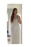I tried on 5 different dresses from Lulus. - This one was the winner! I've got a small chest and large hips/butt and this dress fit like a dream. The fabric is heavy and seems so much more expensive than it is. It reaches the floor and then some, so I may even have to wear a small heel!
Overall, this dress is perfect for my small backyard wedding, but honestly could be perfect for a fancy wedding too! - Brittany M.