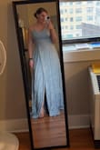 I ordered a couple of dresses and ended up returning this one but it was a hard choice. The reviews really helped me to pick the perfect size. It was pretty long on me which is the main reason I didn't choose it bc I didn't want to get it altered. It was a favorite of several people I asked! I'm short and thick so it's hard to find flattering dresses! The straps are super thin tho and I feel like would've started hurting after a while it is a fairly heavy dress and I'm fairly big-chested. Very elegant and classy, and sucks you in in all the right places but is comfortable! - Erica B.