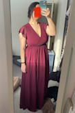 I'm 6 months postpartum and my body is, well, let's say I wouldn't be comfortable in bodycon right now. So ordering a dress online was a risk, but I'm so glad I ordered this one!! It's sooo comfortable, holds my massive breastfeeding tatas perfectly (there was no option but I believe they are size F currently), and is really flattering. Definitely thought I'd want to wear shapewear underneath but there is no need with this dress! I'm on the taller side so someone shorter may have to hem it. - Lindsay S.