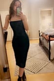 I never usually buy dresses that are below the knee but this one is soooo flattering! I feel so modern and elegant. - Katherine J.