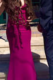 this dress was so beautiful, I did have to hem about 3 1/2 to 4 inches off with 2 1/2 inch heels, the only thing I had altered was the length, the straps were perfect for my chest I had no issues in that area, I did wear spanks although I didn't need to bc the dress snatched everything in, it was extremely comfortable I also didn't wear a bra but you will need pasties the dress is 100000/10 - Brandy B.