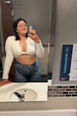 I adore this top, def going to get one in black. It's really cropped so if you're not into that I don't recommend but it's the perfect mix of trendy young adult and sophisticated adult. 10/10 recommend. Wore it to a concert and it stayed in place, thick enough to wear without a bra and nothing showing. - Mikaela L.