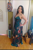 I wore this dress to a friends wedding and I absolutely loved it! I had so many compliments and I just loved how it looked on me. I worse 3" heels and the dress did not drag on the floor. The large fit me perfectly! I'm typically a 36c, large shirt and a size 10-12 in pants (I've got hips) but this dress was roomy and comfortable fit great. If your thinking about it buy it! - Ashlee F.