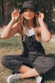 These are hands down my favorite overalls. Run a tad bit large so I would size down from your normal size. The material is so comfortable! - Savannah L.