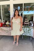 This dress was adorable. I definitely need to get it hemmed to fit my height better. Only thing I would change is the bust area, it has an awkward amount of extra fabric in the center of the chest. - Amber J.