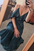 Absolutely fell in love with this dress >p it is true to size and colour, a deep emerald shade with almost like a pearl hue over the top, its beautiful. It was slightly long hut only because I chose to wear it with flats for a summer wedding. The material was light (but not cheap), comfortable on your skin and easy to dance around in. It's just a dream =
 very happy with my purchase and the customer service I received. Would highly recommend Lulus and I'll definitely be coming back for another dress as soon as I can afford to! - Jenna G.