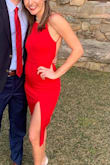 Perfect mid-length dress, even for a petite person! The slit hits just the right part of the leg to make you look longer. - Elena S.