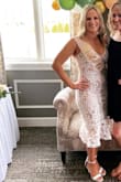 I can't say enough good things about this dress! It was absolutely perfect for my bridal shower in March. The dress fit like a glove! I got so many compliments from all of my guests. I wish I could re-wear it for another event I loved it so much. If you are thinking about getting this dress. GET IT!! - Sarah H.