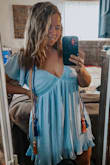 I ordered this dress for my graduation! I ordered about four of them but this one took the win. It fits perfect to size. I do wear a 36DD but with a bralette, it looks perfect! It's showier for bigger-chested girls but it really is simple and beautiful. - Kaitlyn J.