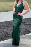 I loved this dress! Wore it to a school formal. My body type is a little uneven in that my boobs are way smaller than my butt, so I ordered it for waist/hip size and it fit perfectly. There was definitely extra room up top but I don't think anyone but me could really tell because it lays really well!! Also, lengthwise it was really good. I wore 3-4 inch heels and it looked great but I also didn't wear my shoes most of the night and there was maybe 1 inch on the ground, not bad at all.
NOTE! It is super silky and shiny (amazing fabric) which was great but did make it a little tricky to photograph. The lighting can catch the lower belly area in an unflattering way but pose a little and you'll be fine :) - Clarice D.