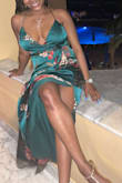 I wore this to dinner while on vacation and I have to say, this dress is a bit too long. If you're short, you may need to have it tailored. I didn't have time to do that so I just wore it as is with a pair of sandals and had to lift my dress as I walked to avoid tripping. It was gorgeous and being by the beach, it flowed so nicely. Definitely high-quality material too. - Beverly B.