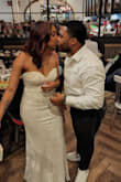 This dress made for a perfect fit for my wedding day! I got the back altered slightly for a low- V instead of a straight back to make more room for the bust. The dress fit perfectly, but I need more room for my chest to fit in comfortably. This dress is lightweight and looks GREAT in photos. Great for a simple ceremony! - Natale T.