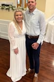 Love this dress! Bought it in blue last year for a wedding and then bought it in white (in a medium but prior blue purchase was in a large and that was way too big) for my rehearsal and rehearsal dinner. Lightweight and comfortable but still gorgeous! It was a little long though (if you are 5 ft 4 inches) when I took off my heels - Megan D.