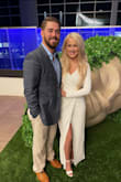 I loved this dress! It has a thicker fabric and kept me warm outside during our rehearsal dinner! The slit is a little intense and I kept readjusting so I didn't show too much leg. - Danielle H.