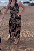 Wore this for a nice dinner on our Hawaiian vacation and it was beautiful. Photographs nicely and I felt cute. I'm 5'2 so it was a little longer than midi but the length was still fine. A tiny bit loose in the chest (I'm a B cup) but no big deal when you tightened the straps. Will wear it again for an upcoming wedding :) - Camerin D.