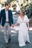 This was the perfect dress for my casual beach wedding ceremony! Being only 5' tall, I assumed it would be a bit long, which it was. I was able to self-shrink the dress by washing/drying in the dryer. Only the outer layer shrunk and I had to have the inner layer hemmed, but still way more cost-effective than a full alteration! I would definitely recommend this dress! - Lynsey B.