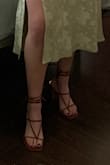 Im a 8/8.5 but I always go with 8.5 for heels and it worked great for these. I don't usually go for this high of a heel since I'm already 5'9 but man do I love these shoes. I've only worn them to dinner so far but I plan on wearing them to a wedding and I'm so excited! Still figuring out the best way to tie them, but they're very flattering shoes. - Emme M.