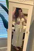 I ordered this in 2 different sizes really trying to make it work for my anniversary beach trip coming up but it just doesn't fit me right. The top is perfect but the pants are too tight in the waist. I had a baby a few months ago so I also just don't have my pre baby body back yet so I'm sure that's the issue but I would definitely recommend this outfit for a beach trip! - Kirsti W.