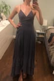 High quality fabric and make of the dress. The straps and lace up back help the top to fit perfectly. My husband loved the ruffles and flowing skirt. Comfy to wear the entire wedding evening. - Emma E.