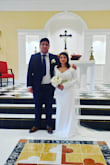 Not gonna lie, I was a little skeptical in buying this for my religious wedding so I bought two sizes: M and L. The medium honestly fit like a glove and the material of the dress was amazing. It was thick enough that you couldn't see any undergarments (I just wore Spanx under). I just added an embellished belt from my civil ceremony and my veil to complete my look. - Jennifer M.