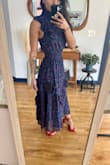 Based on other reviews, I decided to go with the XXS and it fits perfect. Material is very very stretchy. I am truly short so I decided to tuck in some material inside waist belt and I think I can get away with it lol. It's really pretty. Definitely wedding guest type of dress. Can't wait to wear it! - Silvia S.