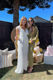 Wore this my bridal shower and loved it. The deep neck line is very flattering the the waist fit well and then went into a swishy wide leg . It is quite long though- I'm 5'5" and even with 3 inch heel you couldnt see my shoes.  Regardless l, would still recommend!! - Katie P.