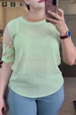 I was really worried that this would be tight at the arms. Typically that fabric doesn't have a lot of give and I have thick arms...but it wasn't tight at all! A little see through, but overall great. - Ashley S.