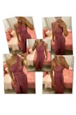I wasn't sure if I would like this jumpsuit at all, but I took a chance on buying it, and I'm so glad I did- because its one of the most amazing pieces of clothing I've ever bought! There's infinite ways to tie the top, and all of them are so gorgeous and unique! The fabric is amazing. Its soft jersey-like stretch material that is thick enough to provide support and coverage, but breezy enough to wear in the humid warm weather of Hawaii. I have a 34DD bra size, and didn't need a bra for any of the styles that I tied the top in! I used some thin silicone adhesive petals for modesty in the chest area, but they aren't absolutely necessary. I'm 5'9, with a long torso, and usually have issues wearing rompers and jumpsuits, but this one is long enough for tall girls, and doesn't ride up in the middle. There's also a extra layer of lining in the pants, and the fit is flattering. Its so easy to dress up or down, from running errands to attending a wedding! I'd buy every color of the rainbow if they made it! - Alyssa B.