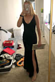 I'm tall and the medium was just barely long enough. I added the slit to make it less obvious that the dress is borderline short. I also got the waist taken in to fit me better. Its a good dress for the price. Also make sure you have a plunging neckline bra - Courtney C.