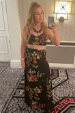 Absolutely loved this outfit for a work event in Las Vegas. Sexy yet not over the top. I usually wear a medium and it fit perfectly. Skirt is longer then I'd like. I had to wear a pretty high wedge heal. Overall would
totally purchase again! - Kari R.